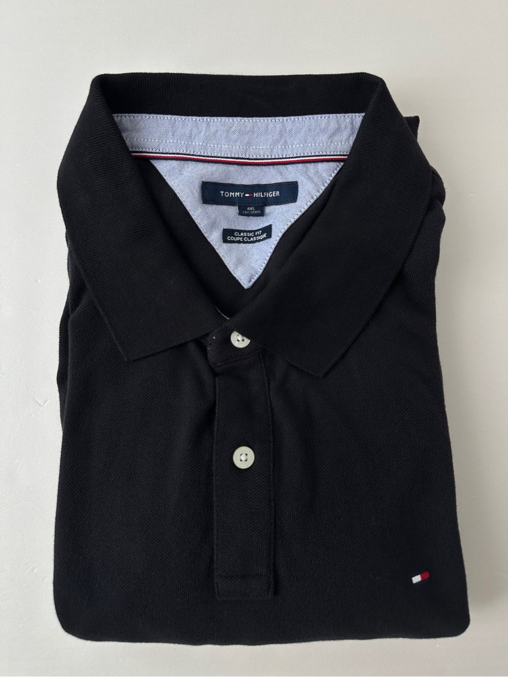 Tommy Hilfiger Mens Classic Fit Polo Shirt Black Pique Short Sleeve 4XL Like New